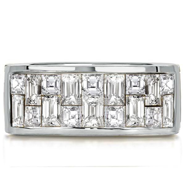 Baguette and Princess Cut Half Eternity Wedding Band for Women in 18K Gold Plated Sterling Silver