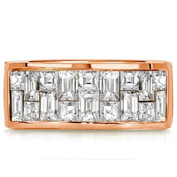 Baguette and Princess Cut Half Eternity Wedding Band for Women in 18K Gold Plated Sterling Silver