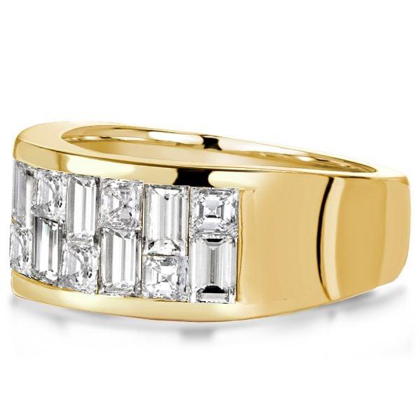 Baguette and Princess Cut Half Eternity Wedding Band for Women in 18K Gold Plated Sterling Silver