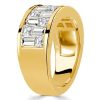 Baguette and Princess Cut Half Eternity Wedding Band for Women in 18K Gold Plated Sterling Silver