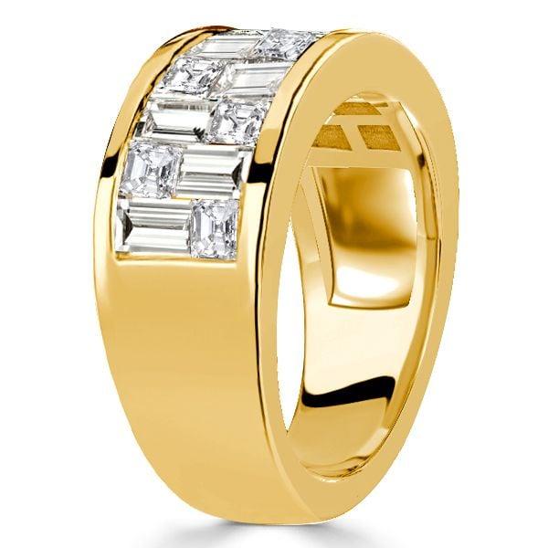 Baguette and Princess Cut Half Eternity Wedding Band for Women in 18K Gold Plated Sterling Silver