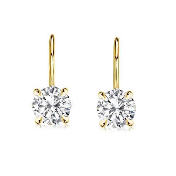 Classic 4 Prong Round Cut White Sapphire Stud Earrings in Rhodium-Plated Sterling Silver