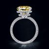 9.52 CTW Yellow Topaz Hidden Halo Cushion Cut Engagement Ring in Rhodium Plated Sterling Silver