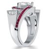 Art Deco Pear Shaped Ruby Wedding Ring for Women in Sterling Silver