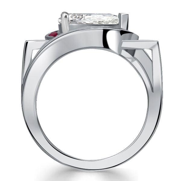 Art Deco Pear Shaped Ruby Wedding Ring for Women in Sterling Silver