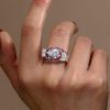 Art Deco Pear Shaped Ruby Wedding Ring for Women in Sterling Silver