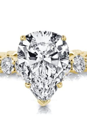 Golden Pear Cut White Sapphire Engagement Ring - 18K Gold Plated Sterling Silver