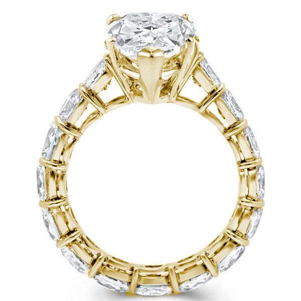 Golden Pear Cut White Sapphire Engagement Ring - 18K Gold Plated Sterling Silver