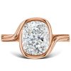 Cushion Cut Solitaire Engagement Ring - 18K Rose Gold Plated Sterling Silver - 4.0 CT TW