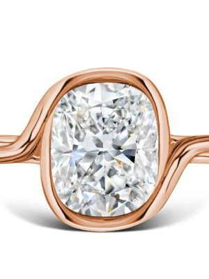 Cushion Cut Solitaire Engagement Ring - 18K Rose Gold Plated Sterling Silver - 4.0 CT TW