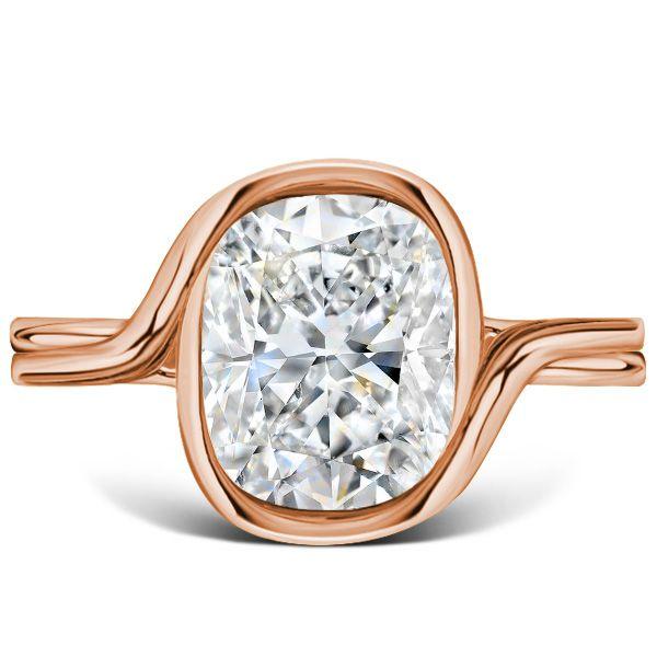 Cushion Cut Solitaire Engagement Ring - 18K Rose Gold Plated Sterling Silver - 4.0 CT TW