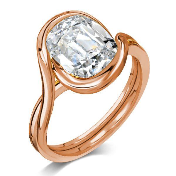 Cushion Cut Solitaire Engagement Ring - 18K Rose Gold Plated Sterling Silver - 4.0 CT TW