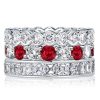 Stackable Band Set 10.75 CT. TW. White & Garnet Sterling Silver Rings