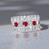 Stackable Band Set 10.75 CT. TW. White & Garnet Sterling Silver Rings