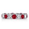 Stackable Band Set 10.75 CT. TW. White & Garnet Sterling Silver Rings
