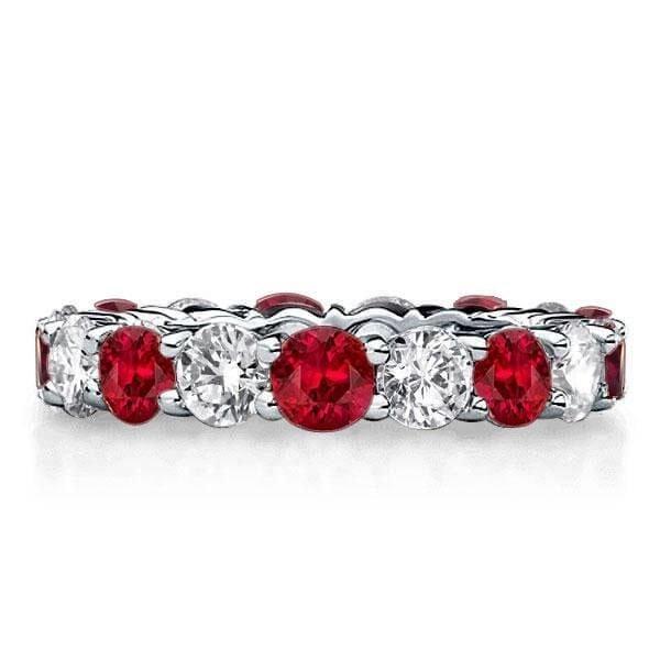 Stackable Band Set 10.75 CT. TW. White & Garnet Sterling Silver Rings