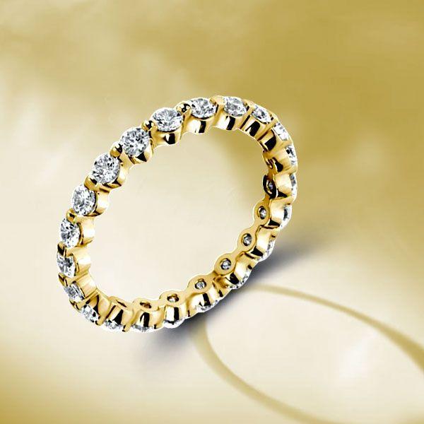 Golden Eternity Band - 18K Gold Plated Sterling Silver Ring