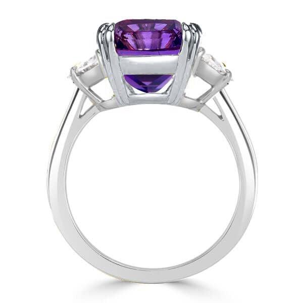 Radiant Cut Amethyst and Sapphire Ring in Rhodium Plated 925 Sterling Silver