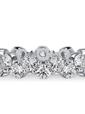 2.20 CT. TW. Staggered Round Cut Eternity Band for Women in Rhodium-Plated Sterling Silver