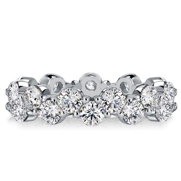 2.20 CT. TW. Staggered Round Cut Eternity Band for Women in Rhodium-Plated Sterling Silver