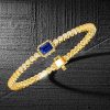 Emerald Cut Blue Sapphire Tennis Bracelet in 18K Gold Plated Sterling Silver