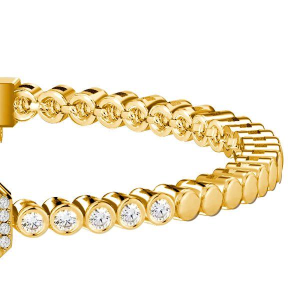 Emerald Cut Blue Sapphire Tennis Bracelet in 18K Gold Plated Sterling Silver