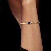 Emerald Cut Blue Sapphire Tennis Bracelet in 18K Gold Plated Sterling Silver