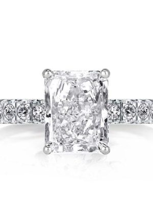 Radiant Cut 3.0 CT Double Hidden Halo Sterling Silver Engagement Ring