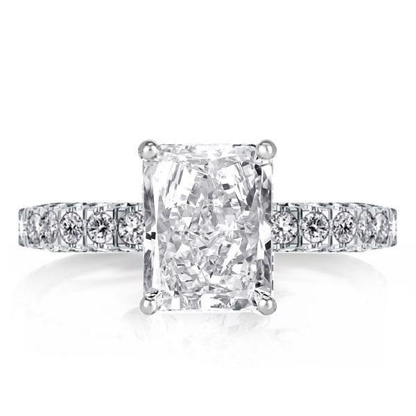 Radiant Cut 3.0 CT Double Hidden Halo Sterling Silver Engagement Ring