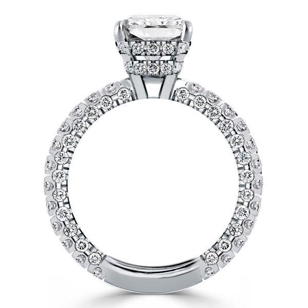 Radiant Cut 3.0 CT Double Hidden Halo Sterling Silver Engagement Ring