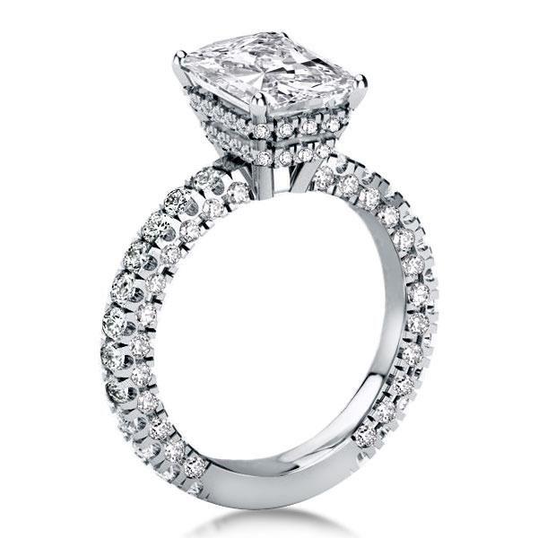Radiant Cut 3.0 CT Double Hidden Halo Sterling Silver Engagement Ring