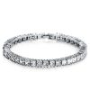 Princess Cut Cubic Zirconia Tennis Bracelet - Silver Plated (6-9 Inches)