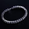 Princess Cut Cubic Zirconia Tennis Bracelet - Silver Plated (6-9 Inches)