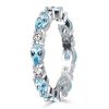 Pear Aquamarine Eternity Band Ring - Sterling Silver