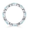 Pear Aquamarine Eternity Band Ring - Sterling Silver