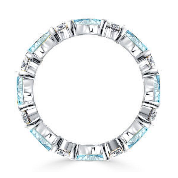 Pear Aquamarine Eternity Band Ring - Sterling Silver