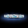 Pear Aquamarine Eternity Band Ring - Sterling Silver