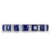 Sterling Silver Round & Princess Cut Blue CZ Wedding Band Eternity Ring