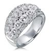 Halo Cushion Created White Sapphire Wedding Band in Sterling Silver