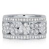 2.14 CT. TW. White Sapphire Floral Eternity Band in Sterling Silver with Rhodium Finish