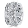 2.14 CT. TW. White Sapphire Floral Eternity Band in Sterling Silver with Rhodium Finish