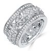 2.14 CT. TW. White Sapphire Floral Eternity Band in Sterling Silver with Rhodium Finish