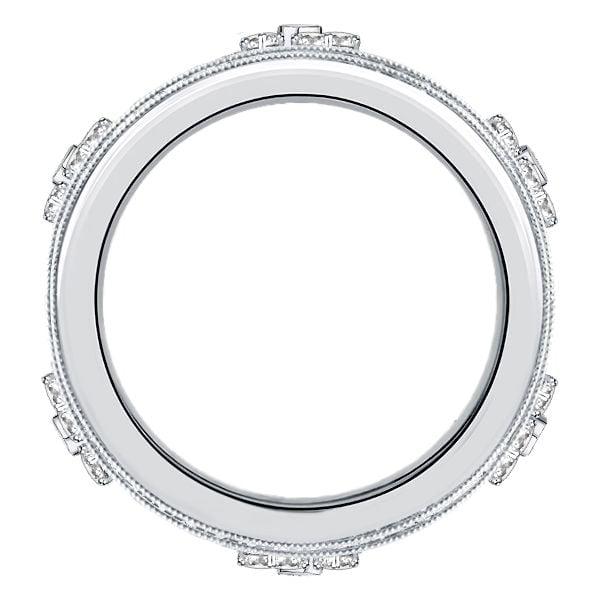 2.14 CT. TW. White Sapphire Floral Eternity Band in Sterling Silver with Rhodium Finish