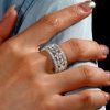 2.14 CT. TW. White Sapphire Floral Eternity Band in Sterling Silver with Rhodium Finish