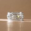 2.14 CT. TW. White Sapphire Floral Eternity Band in Sterling Silver with Rhodium Finish