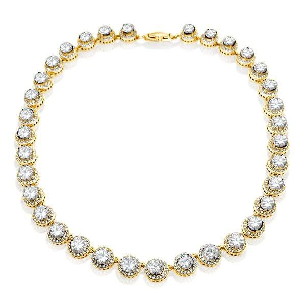 Sterling Silver Eternity Halo Tennis Necklace with High-Carat Weight Stones