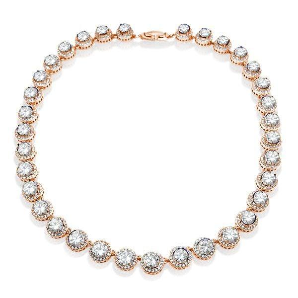 Sterling Silver Eternity Halo Tennis Necklace with High-Carat Weight Stones