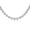 Sterling Silver Eternity Halo Tennis Necklace with High-Carat Weight Stones