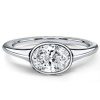 Oval Cut Engagement Ring Enhancer Guard Set in Rhodium Plated Sterling Silver