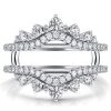 Oval Cut Engagement Ring Enhancer Guard Set in Rhodium Plated Sterling Silver